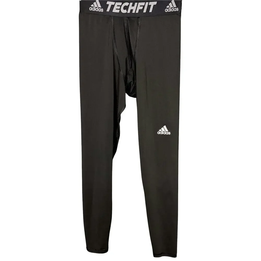 Adidas Mens Large Black Techfit Compression Training Long Tights Gym Workout